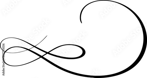 Vintage vector swirl line style divider flourish. Filigree calligraphy ornamental curls. Decorative retro design element for menu, certificate diploma, wedding text card, outline invitation