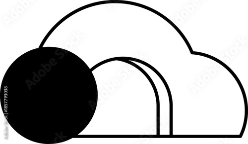 vector icon depiction of empty tomb with the stone rolled away, Easter symbolizing the resurrection of Jesus Christ in christian faith logo