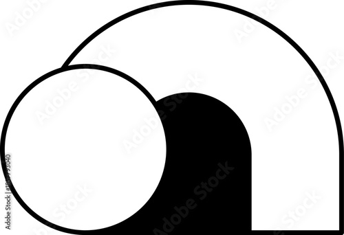 Minimalist vector icon depiction an empty tomb with the stone rolled away, Easter symbolizing the resurrection of Jesus Christ faith in christian logo