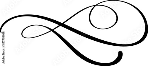 Vintage vector swirl line style divider flourish. Filigree calligraphy ornamental curls. Decorative retro design element for menu, certificate diploma, wedding outline invitation text card,