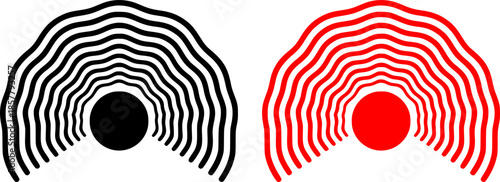 Pain localization icons. Symbols for medical design. Concentric wave pattern radiating outward from center isolated PNG
