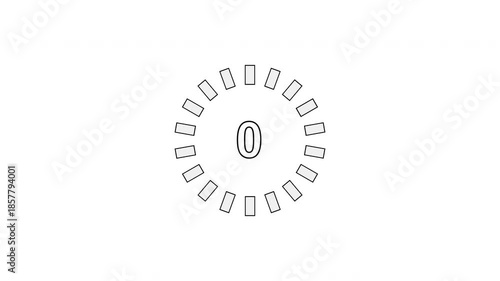 4k animation 5 second digital countdown with animated fill and stroke bar forming a perfect circle, 5 to 0 seconds
