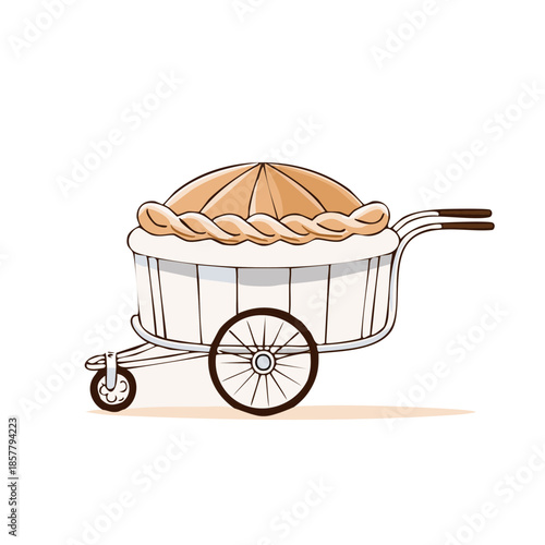 Whimsical Pie Carrier Vehicle with Braided Crust Detail, Fun Novelty Pastry Delivery, Bakery Concept