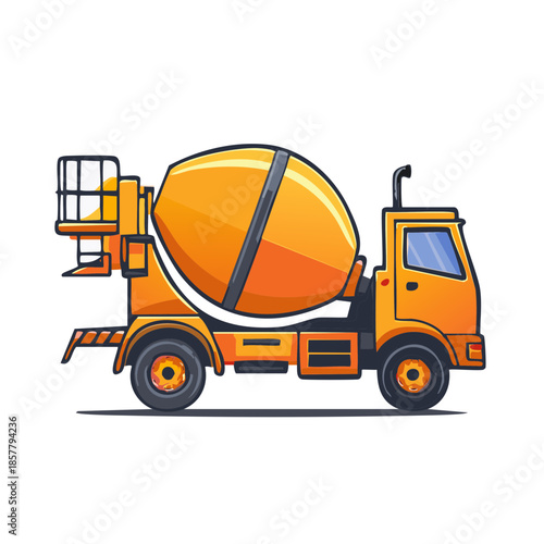 Cartoon concrete mixer truck illustration cement delivery vehicle isolated icon graphic art commercial construction equipment project