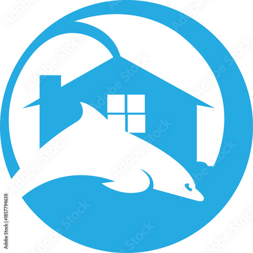 Fish Dolphin Ocean Water Marine Logo Design Template Icon Vector