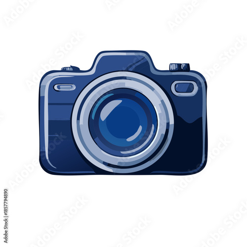 Blue vintage camera illustration for photography enthusiasts and retro design lovers