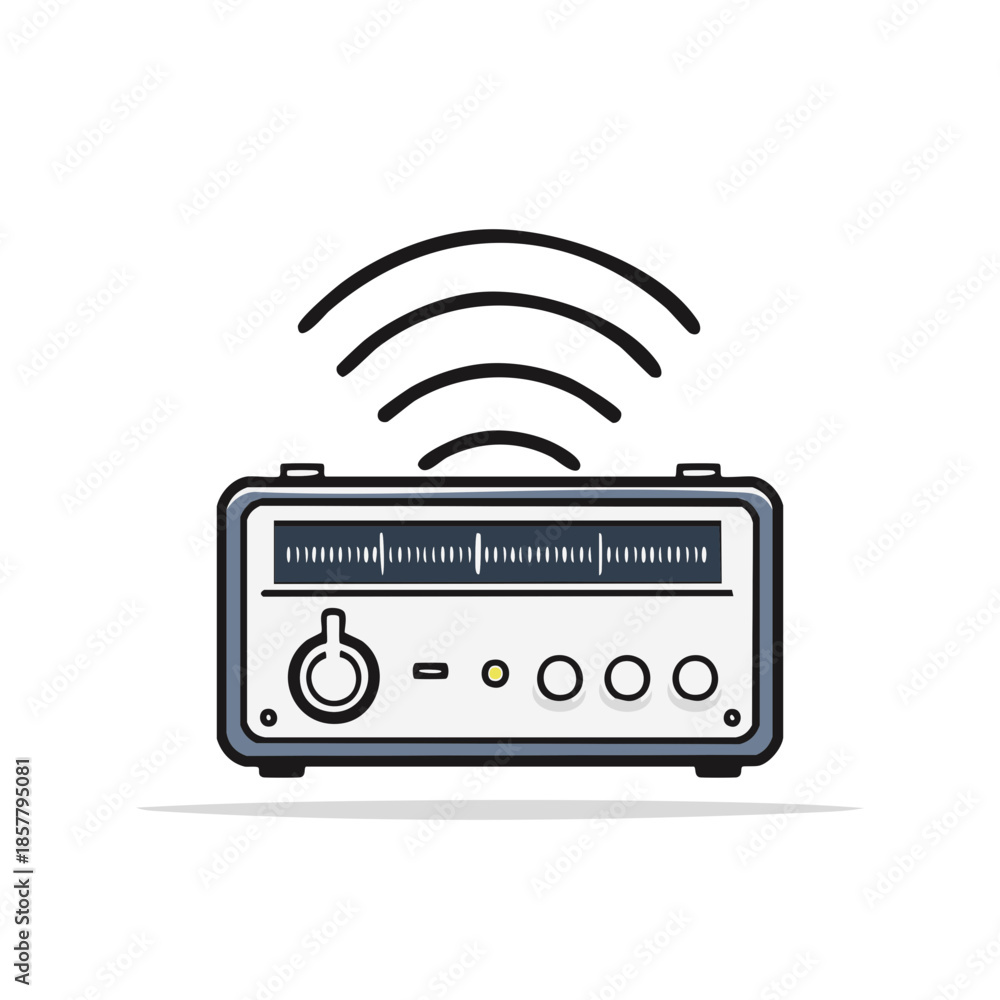 Fototapeta premium An isolated, vector-based radio illustration showcasing old-fashioned, digital signals with a white backdrop