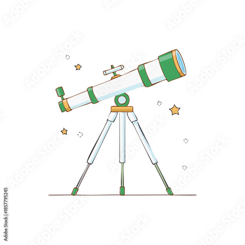 Telescope with stand stars icon, astronomy, science, space exploration illustration