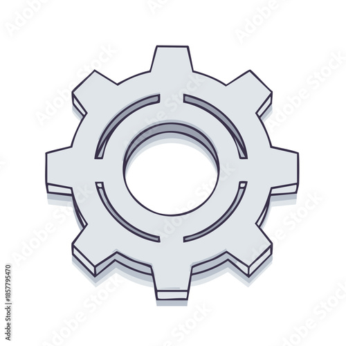 Isolated Gray Mechanical Gear Wheel Object on White Background