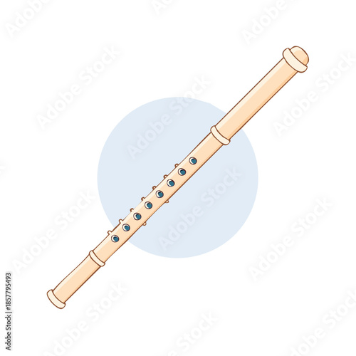 Recorder Instrument: Musical Wind Instrument with Finger Holes and Soft Colors