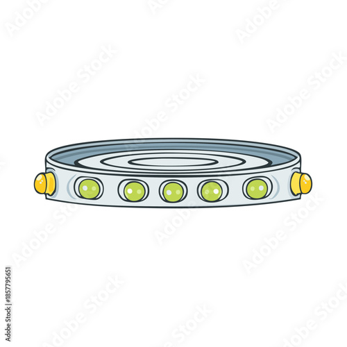 Circular UFO vector illustration for Sci-Fi design, space concept, unknown space objects, and extraterrestrial activities with light green color