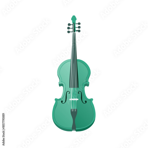 Green Viola Musical Instrument Still Life Isolated Illustration Sound Conductor Orchestral Concert Art Creative Visual Design Stringed