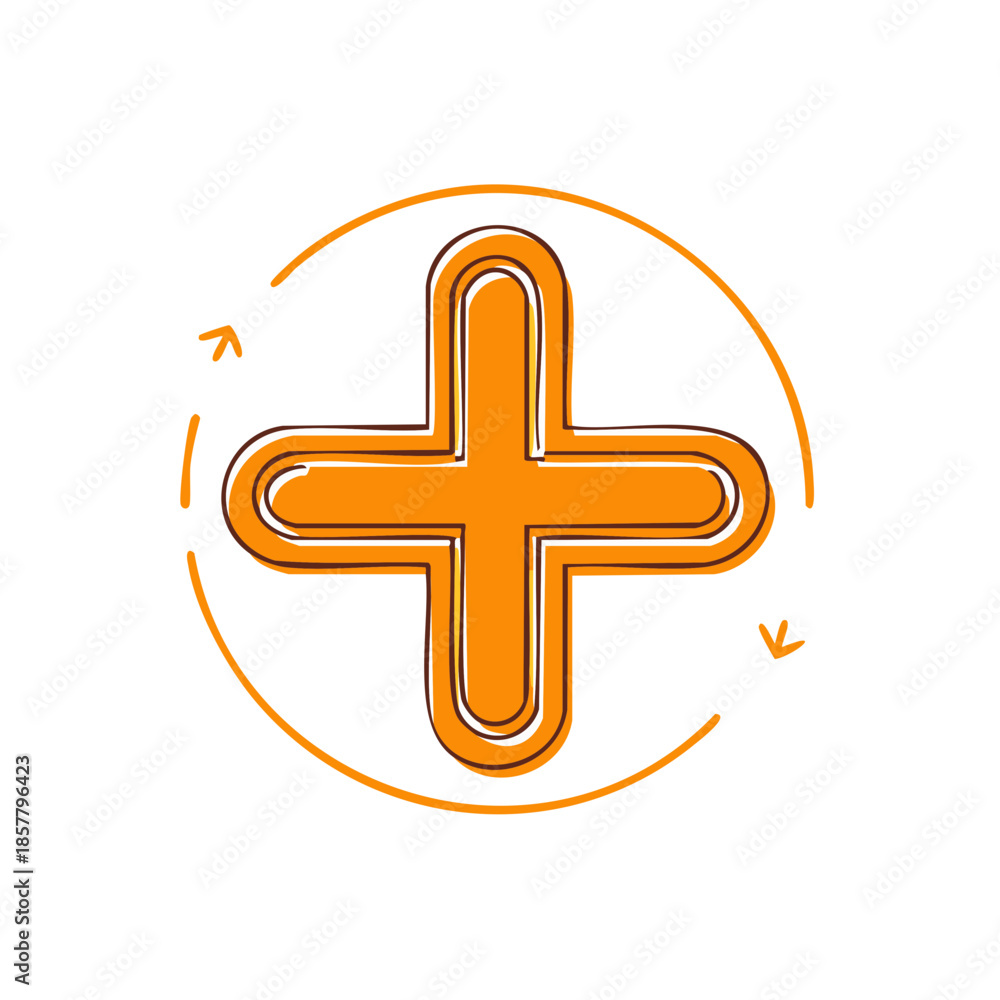 Obraz premium Medical Plus Symbol: Isolated Orange-Yellow Colored Graphic Icon Element on White