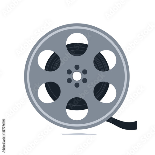 Film Reel Illustration: Old-fashioned Media Storage, Movie Industry Technology, Circular Graphic