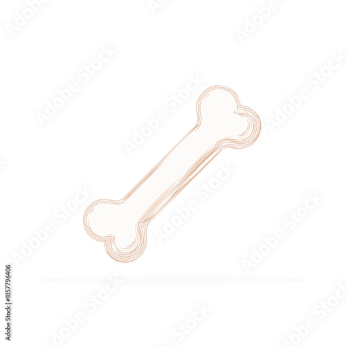 Bone illustration with artistic outline effect, skeletal remains for pet treat or prehistoric animal concept
