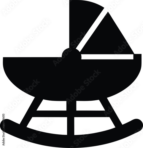 automatic rocking bassinet silhouette vector illustration on transparent background