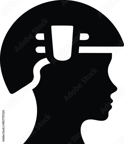 hair growth laser helmet silhouette vector illustration on transparent background