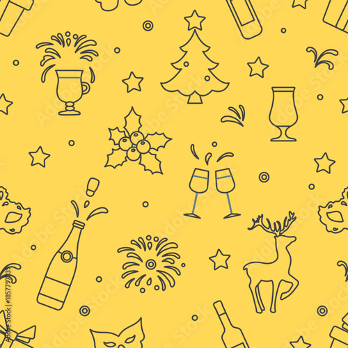 New year 2025 Christmas vector seamless pattern