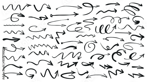 Set of black arrows. Hand-drawn arrows designed for presentations and workflow.