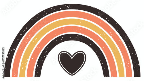 Vector illustration colorful rainbow illustration with a heart at its center, symbolizing diversity and love