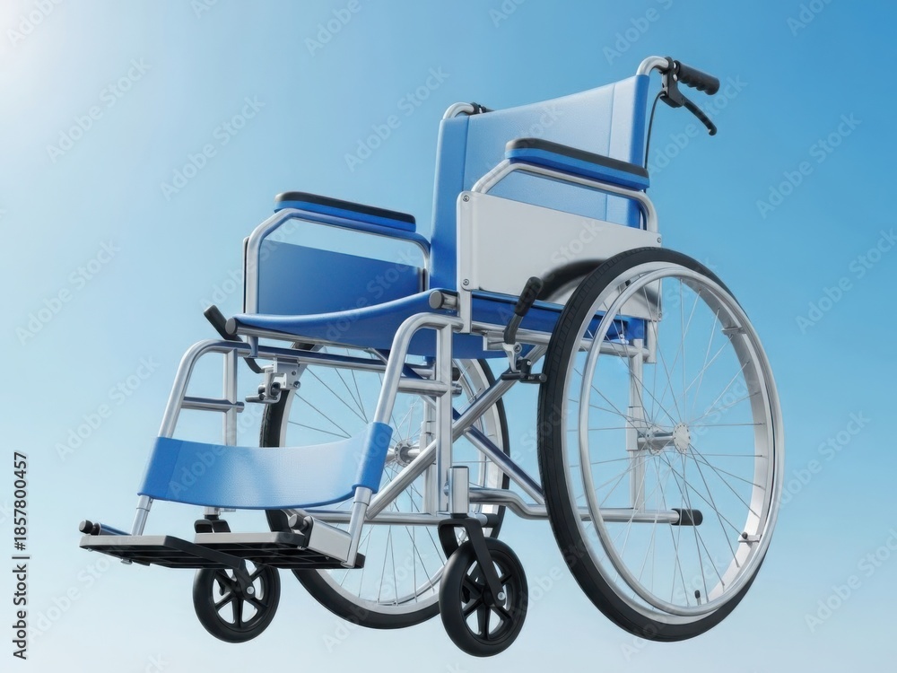 Fototapeta premium Blue wheelchair against clear sky