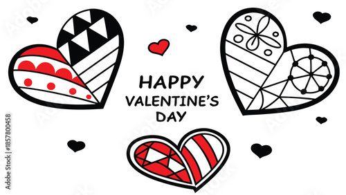 Vector illustration valentines day illustration with decorative hearts and text on a