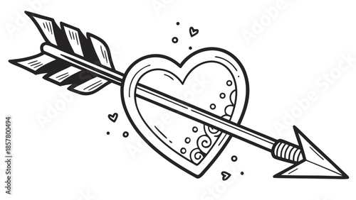 Vector illustration heart pierced by an arrow illustration on a