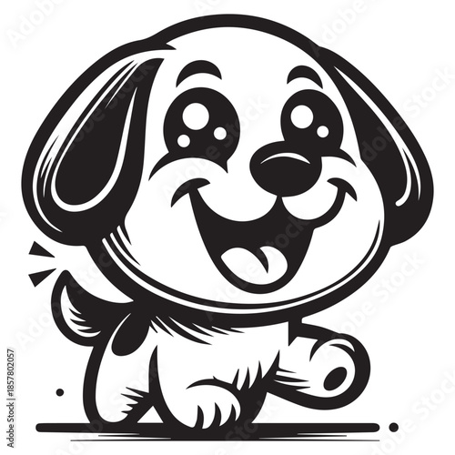 Puppy Dog Silhouette Vector | Black & White Pet Clipart