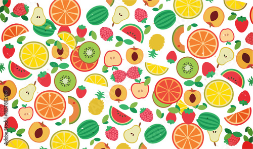 flowers, veggies, fruits set