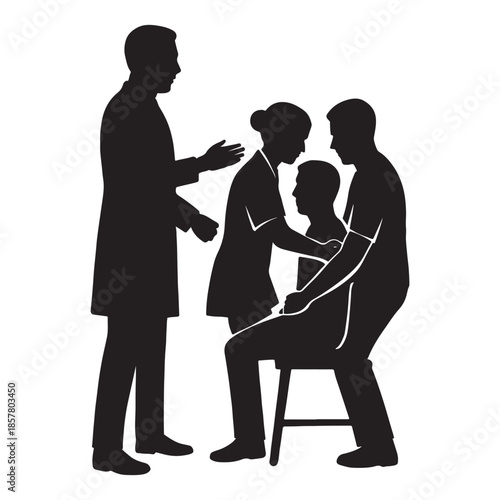 Healthcare professionals providing care and support to a patient.