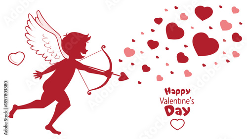 a charming depiction of cupid with a bow and arrow amidst floating hearts a romantic valentine s day silhouette