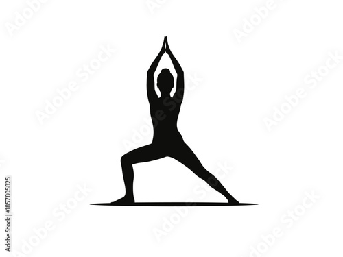 Woman practicing yoga in a serene landscape with a peaceful atmosphere and calm surroundings