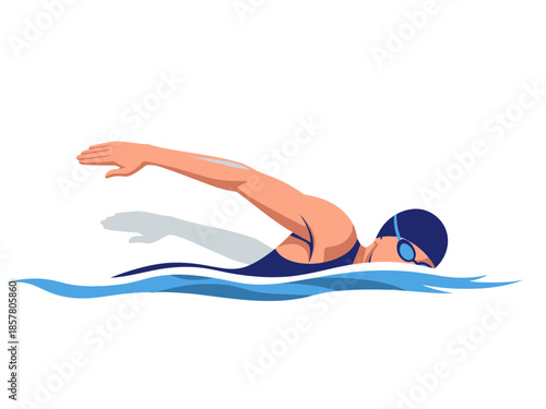 Swimmer in Action, Diving into the Water with Intensity and Focus