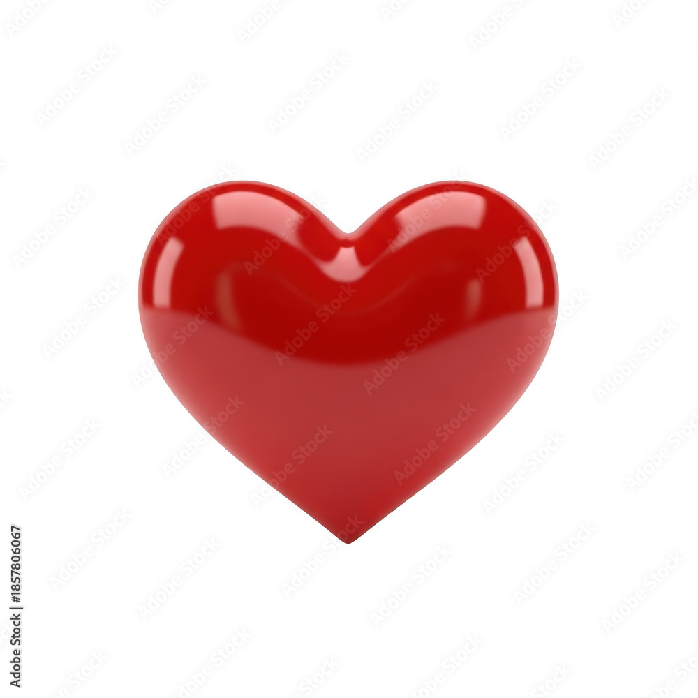 Fototapeta premium Glossy red heart isolated on transparent background