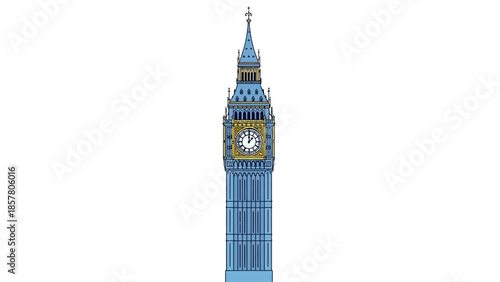 Vector illustration of Big Ben clock tower on white background