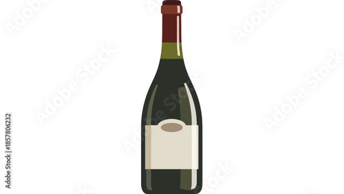 Vector illustration of wine bottle with blank label on white background