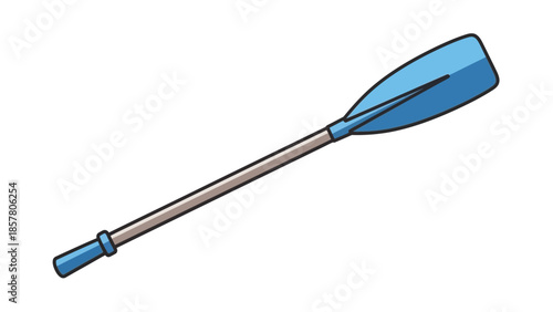 Blue Canoe Paddle Illustration on White Background