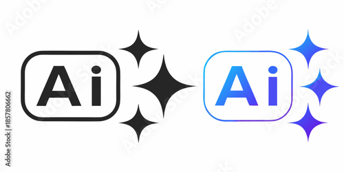 Artificial intelligence symbols with sparkling stars showcasing modern technology concepts