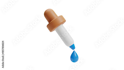 3D Render of a Dropper with Blue Liquid