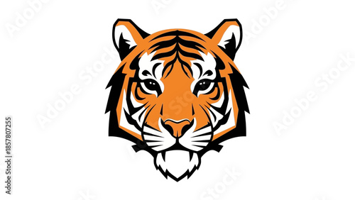 Vector illustration of a tiger head with bold colors