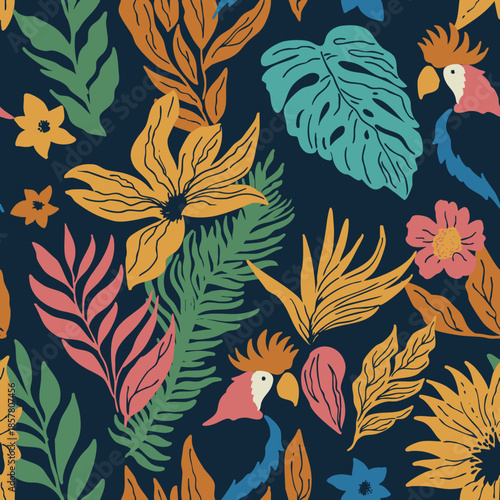 Seamless pattern colorful tropical wildlife Vector Image