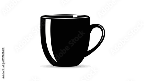 Minimalist black coffee mug isolated on white background