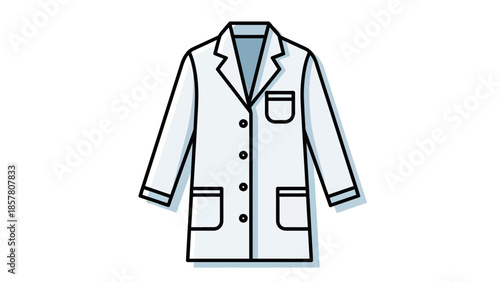 Vector illustration of a white lab coat with pockets and buttons