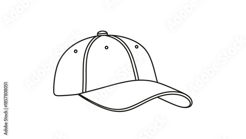 Black and White Outline of a Baseball Cap Illustration