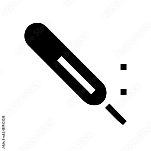 Black and white icon of straight razor with motion dots, symbolizing grooming, shaving, or barbershop tools