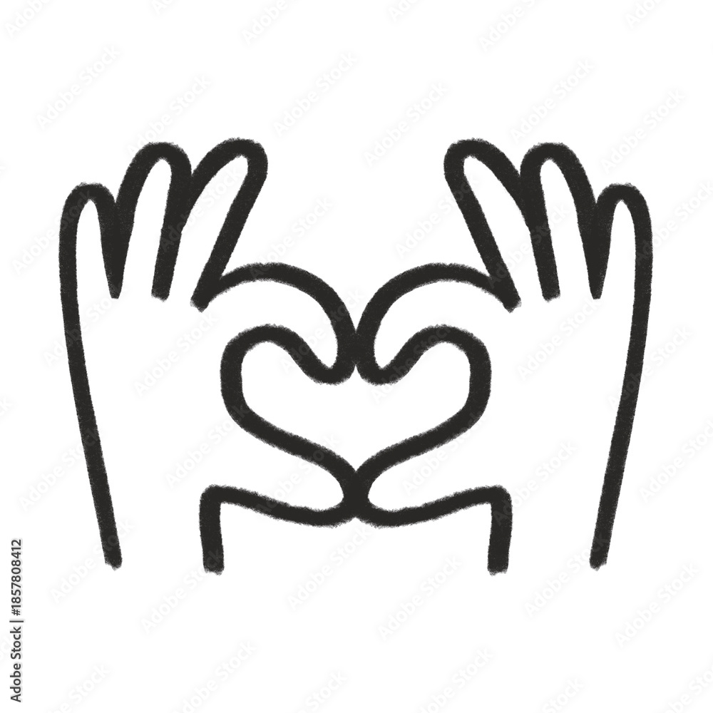 Obraz premium Two hands making a love heart sign symbol vector illustration cartoon icon drawing doodle
