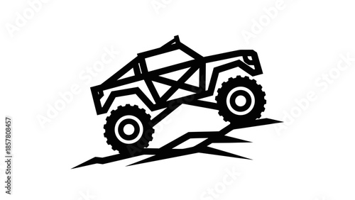 Off Road Vehicle Climbing Hill Icon.