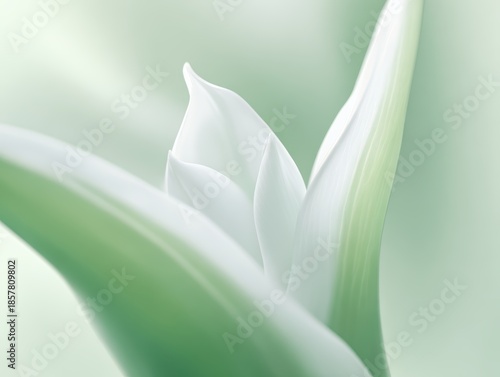 Soft abstract organic shapes in green and white tones, minimal nature-inspired background