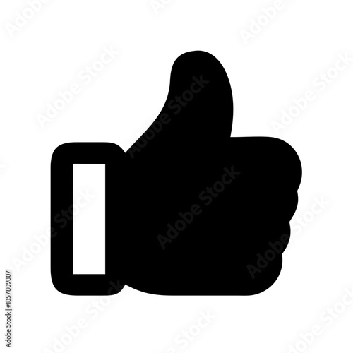 Black silhouette of hand giving thumbs-up gesture, ideal for approval, feedback, and positive UI design.