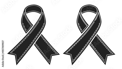 two intertwined black ribbons depicted in a monochrome style create a striking visual symbol of awareness silhouette